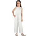 thumbnail image 1 of YEAHDOR Kids Girls Chiffon Sleeveless Jumpsuit Romper Casual Sleeveless High Waist Wide-Legged Bodysuit White 8, 1 of 7