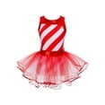 thumbnail image 1 of YEAHDOR Kids Girls Christmas Tutu Leotard Dress Sparkle Sequins Striped Miss Santa Dance Performance Tulle Dress Red 14, 1 of 7