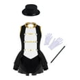 thumbnail image 1 of YEAHDOR Kids Girls Circus Ringmaster Costume Halloween Party Carnival Dance Dress Leotard Dancewear Black-B 10, 1 of 7