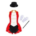 thumbnail image 1 of YEAHDOR Kids Girls Circus Ringmaster Costume Halloween Party Carnival Dance Dress Leotard Dancewear Red-B 12, 1 of 7