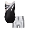thumbnail image 1 of YEAHDOR Kids Girls Gymnastics Dance 2Pcs Sports Suit Fancy Prints Leotard with Shorts Outfit Set Black 14, 1 of 7