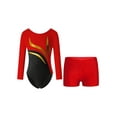 thumbnail image 1 of YEAHDOR Kids Girls Gymnastics Workout Outfit Long Sleeve Shiny Rhinestones Leotard with Boy-cut Shorts Dance Suit Red 8, 1 of 7