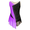 thumbnail image 1 of YEAHDOR Kids Girls Illusion Deep V-back Dance Leotard Shiny Rhinestone Mesh Gymnastics Modern Dance Leotard Purple 16, 1 of 7