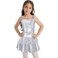 thumbnail image 1 of YEAHDOR Kids Girls Shiny Sequins Ballet Jazz Latin Dance Dress Wide Shoulder Straps X-Back Gymnastics Skirted Leotard, 1 of 7