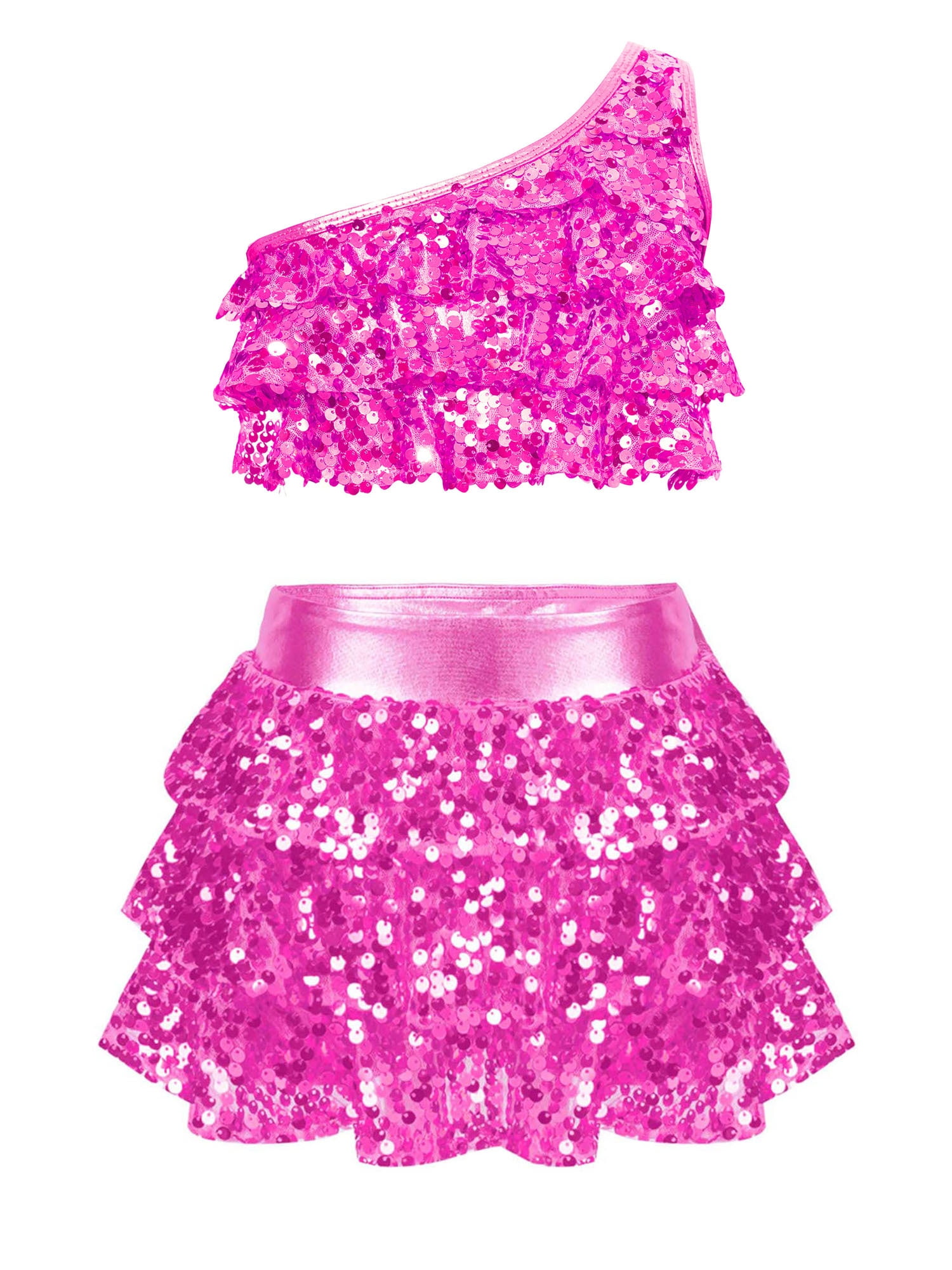 Aislor Enfant Fille Débardeur Décolleté Danse Moderne Jazz Dos Croisé Pailletté Haut Danse Latine Jazz Spectacle Gym Crop Top Tenue Costume Argenté 5-6 Ans