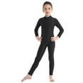 thumbnail image 1 of YEAHDOR Kids Girls Long Sleeve Ballet Gymnastics Jumpsuit Juniors Solid Color Back Zipper Biketard Dancewear Black 13-14, 1 of 7
