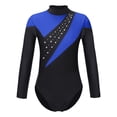 thumbnail image 1 of YEAHDOR Kids Girls Long Sleeve Shiny Faux Diamonds Figure Skating Leotard Bodysuit, 1 of 5
