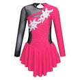 thumbnail image 1 of YEAHDOR Kids Girls Long Sleeve Shiny Rhinestone Mesh Tutu Figure Skating Dress Dancewear Hot Pink-A 8, 1 of 7
