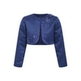thumbnail image 1 of YEAHDOR Kids Girls Long Sleeves Bolero 3D Applique Flower Girl Dress Coat Fully Liner Cardigan Wedding Shrug Navy Blue 6, 1 of 7