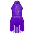 thumbnail image 1 of YEAHDOR Kids Girls Lyrical Ballet Dance Dress Cutout Back Gymnastics Acrobatics Performance Leotard Purple 12, 1 of 7