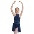 thumbnail image 1 of YEAHDOR Kids Girls Lyrical Skating Dance Costume Sleeveless Shiny Rhinestone Flowy Gymnastics Leotard Dress Navy Blue 14, 1 of 7