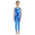 thumbnail image 1 of YEAHDOR Kids Girls Metallic Ballet Dance Leotard Gymnastics Full Length Unitard Dance Performance Jumpsuit Blue 12-14, 1 of 7