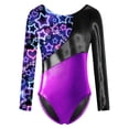thumbnail image 1 of YEAHDOR Kids Girls Metallic Printed Gymnastics Leotard Long Sleeve Dance Unitard Biketard, 1 of 4