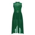 thumbnail image 1 of YEAHDOR Kids Girls Modern Contemporary Dance Dress Sleeveless Gymnastics Leotard Shiny Rhinestones Figure Skating Costume A Green 12, 1 of 7
