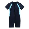 thumbnail image 1 of YEAHDOR Kids Girls One-Piece Swimsuit Short Sleeve UPF 50+ Bathing Suit Rash Guard Navy Blue 14, 1 of 7