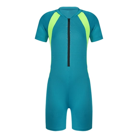 YEAHDOR Kids Girls One-Piece Swimsuit Short Sleeve UPF 50+ Bathing Suit Rash Guard Sky Blue 12