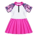 thumbnail image 1 of YEAHDOR Kids Girls One-piece Swimsuit Sun Protection Swimming Dress Short Sleeve Zipper Bathing Suit Hot Pink 4, 1 of 7