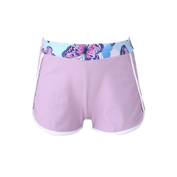 YEAHDOR Kids Girls Quick-Dry Swimming Shorts Solid Color Beach Pool Hot Spring Swim Bottoms Butterfly 14