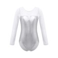 thumbnail image 1 of YEAHDOR Kids Girls Sequined Gymnastics Dance Leotard Long Sleeve Sparkle Rhinestone Metallic Bodysuit Silver 8, 1 of 5