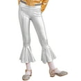 thumbnail image 1 of YEAHDOR Kids Girls Shiny Metallic Dance Pants High Waist Bell Bottom Leggings Dancewear Silver 12, 1 of 6