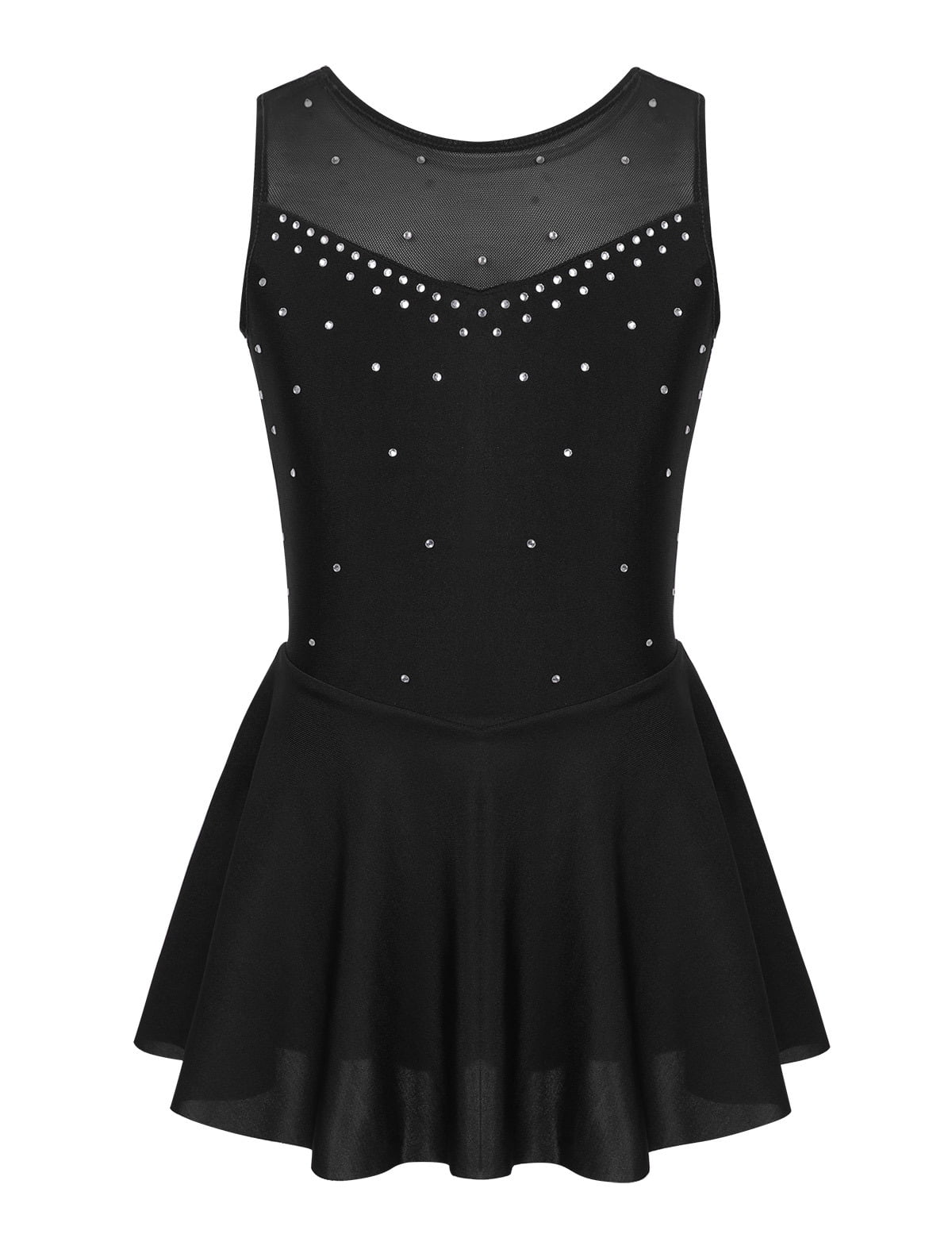 YEAHDOR Kids Girls Shiny Rhinestones Tulle Back Ballet Dance Leotard ...