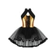 thumbnail image 1 of YEAHDOR Kids Girls Shiny Sequins Ballet Tutu Dress Halter Cutout Mesh Skirted Leotard Jazz Latin Dance Costume, 1 of 7
