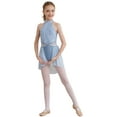 thumbnail image 1 of YEAHDOR Kids Girls Sleeveless Rhinestone Tank Leotard with Wrap Skirt Backless Lyrical Latin Jazz Dance Costume Light Blue 6, 1 of 7