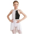 thumbnail image 1 of YEAHDOR Kids Girls Sleeveless Rhinestone Tank Leotard with Wrap Skirt Backless Lyrical Latin Jazz Dance Costume White&Black 16, 1 of 7