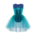thumbnail image 1 of YEAHDOR Kids Girls Sleeveless Shiny Sequins Ballet Dance Dress Ballerina Leotard with Tutu Mesh Skirt Dancewear Lake Green 8, 1 of 7