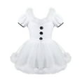 thumbnail image 1 of YEAHDOR Kids Girls Snowman Costume Christmas Feathers Trim Dance Dress Puff Sleeves Ice Skating Leotard Dress White 10, 1 of 7