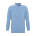thumbnail image 1 of YEAHDOR Kids Girls Warm Ribbed Thermal Underwear Letters Print Neckline Long Sleeve Undershirt Tops Light Blue 10-11, 1 of 7