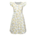 thumbnail image 1 of YEAHDOR Little & Big Girls Floral Printed Dress Cap Sleeve Flared Sundress for Holiday Beach Birthday Party Yellow Flower 7-8, 1 of 7