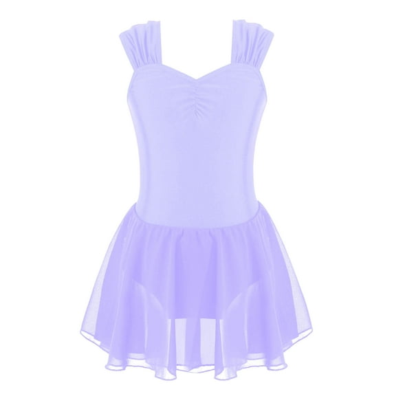 YEAHDOR Little Girls Ballet Tutu Dress Sleeveless Skirted Leotard Latin Modern Dance Costume