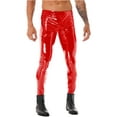 thumbnail image 1 of YEAHDOR Mens Faux Leather Skinny Pants Club Stage Tights Stretch Gothic Leggings Red XXL, 1 of 7