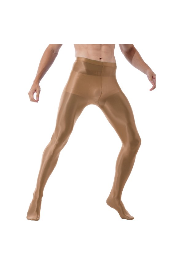 Mens Glossy Shiny Leggings Shiny Slim Fit Gym Workout Dance Pants Coffee XL