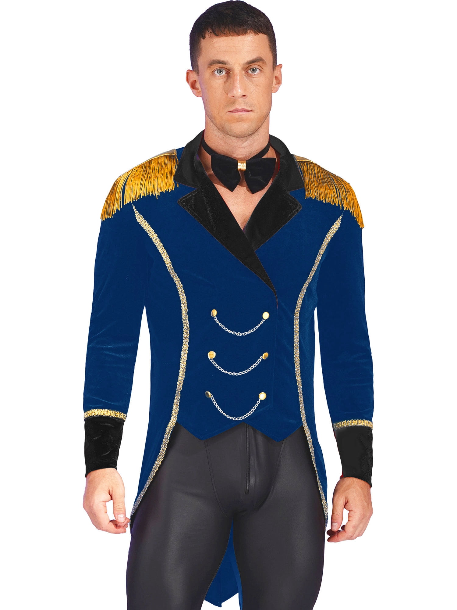 YEAHDOR Mens Halloween Circus Ringmaster Costume Fringe Velvet Jacket ...