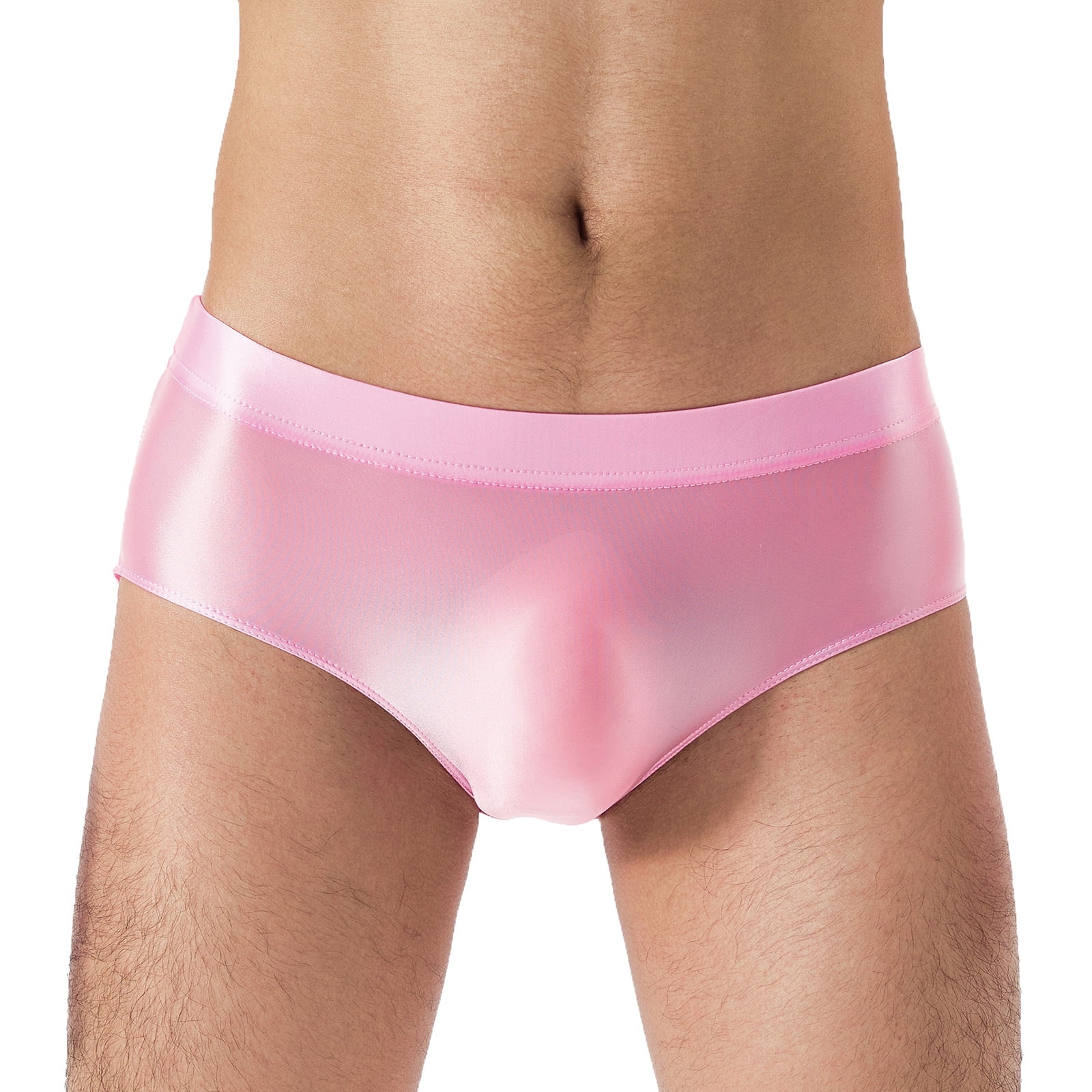 Yeahdor Mens Low Rise Glossy Briefs Underpants Daily Solid Color Glossy Underwear For Swimming