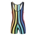 thumbnail image 1 of YEAHDOR Mens One Piece Swimsuit Stripes Print Surfing Wresting Singlet Bodysuit Beachwear Rainbow M, 1 of 7