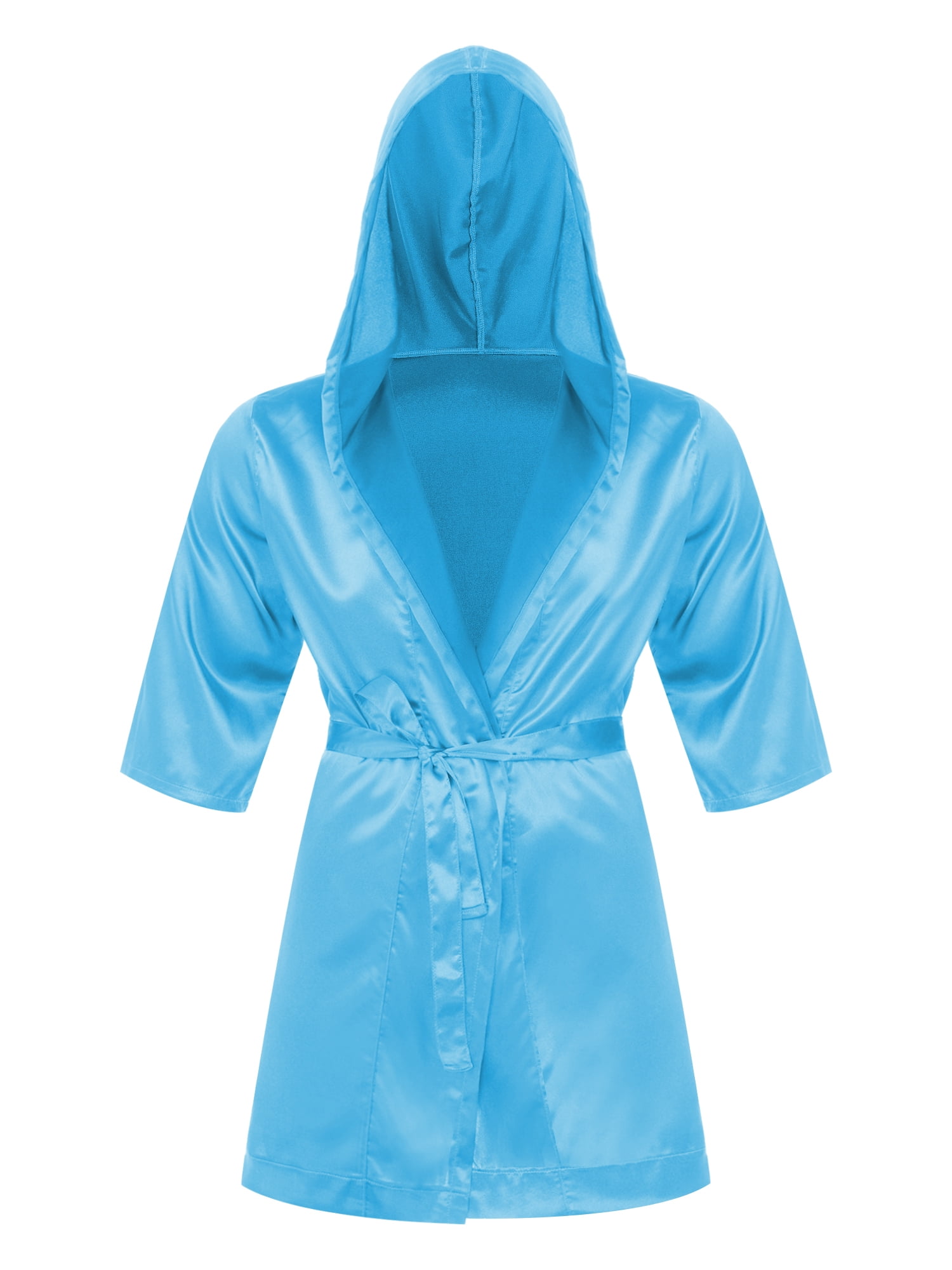 YEAHDOR Mens Satin Soft Nightgown Night Robes V Neck Short Sleeve ...