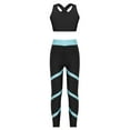 thumbnail image 1 of YEAHDOR Teens Girls 2Pcs Activewear Set Active Sleeveless Crop Top with Leggings Pants Gym Dance Suit Black&Light Blue 16, 1 of 7