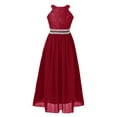 thumbnail image 1 of YEAHDOR Teens Girls Wedding Evening Long Dress Elegant Floral Lace Chiffon Princess Birthday Party Dress Burgundy 12, 1 of 7