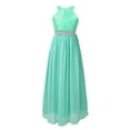 thumbnail image 1 of YEAHDOR Teens Girls Wedding Evening Long Dress Elegant Floral Lace Chiffon Princess Birthday Party Dress Mint Green 6, 1 of 7