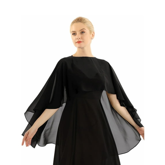 YEAHDOR Womens Chiffon Beach Shawl Shrug Draping Wraps Capes for Wedding Evening Party Dress Gown