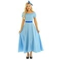 thumbnail image 1 of YEAHDOR Womens Halloween Costume Short Puff Sleeves Princess Dress Fancy Party Maxi Dress with Headwear Belt Light Blue X-Large, 1 of 7