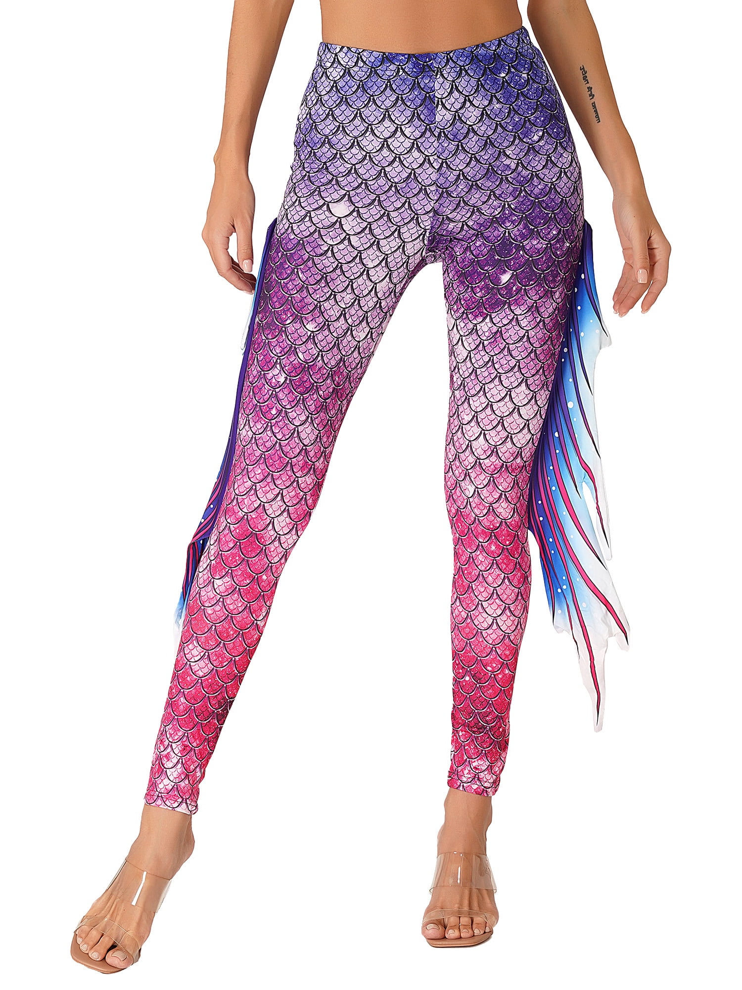 YEAHDOR Womens Halloween Mermaid Costume High Waist Leggings 3D Print Gym Yoga  Pants Pink&Purple S - Walmart.com