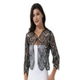 thumbnail image 1 of YEAHDOR Womens Hollow Lace Cardigan Long Sleeve Sequins Bolero Shrug Casual Shawl Silver One Size, 1 of 7