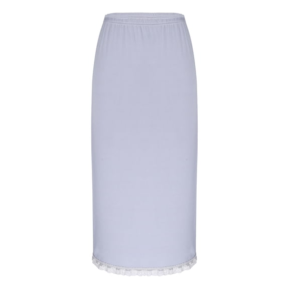 YEAHDOR Womens Petticoat Underskirt Lace Trim A-Line Underskirt High Waist Commuter Office Half Slips Skirt Grey-B One Size