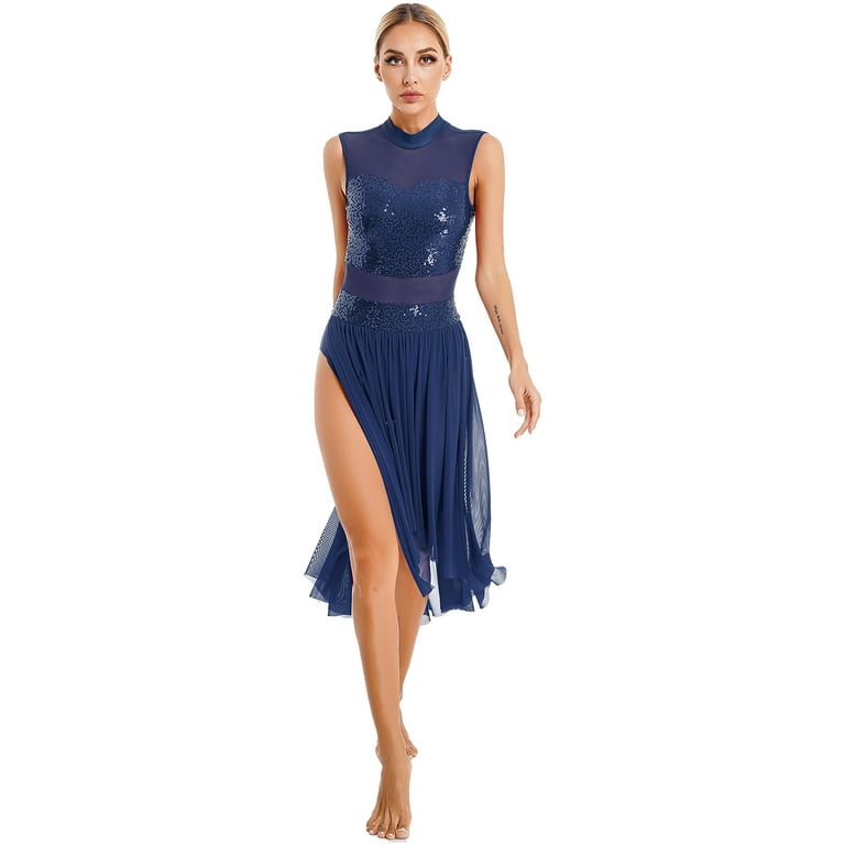  Yeahdor Women's Shiny Sequins Lyrical Dance Dress