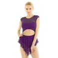 thumbnail image 1 of YEAHDOR Womens Sleeveless Mesh Ballet Gymnastics Leotard Dress Cut Out Front Asymmetric Hem Ballerina Dancewear Dark_Purple Large, 1 of 7