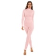 thumbnail image 1 of YEAHDOR Womens Solid Color Full Bodycon Jumpsuit Long Sleeve Stretchy Bodysuit Night Club Rave Party Catsuit Pink S, 1 of 7